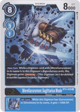 WereGarurumon Sagittarius Mode BT5 029 Rare Battle of Omni BT05 Singles WereGarurumon Sagittarius Mode BT5 029 Rare Battle of Omni BT05 Singles