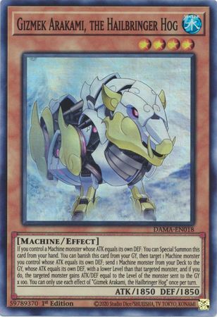 Gizmek Arakami the Hailbringer Hog DAMA EN018 Super Rare 1st Edition Dawn of Majesty 1st Edition Singles Gizmek Arakami the Hailbringer Hog DAMA EN018 Super Rare 1st Edition Dawn of Majesty 1st Edition Singles