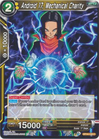 Android 17 Mechanical Charity BT14 108 Common UW Series 5 Cross Spirits Singles Android 17 Mechanical Charity BT14 108 Common UW Series 5 Cross Spirits Singles