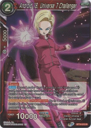 Android 18 Universe 7 Challenger BT14 013 Rare Foil UW Series 5 Cross Spirits Foil Singles Android 18 Universe 7 Challenger BT14 013 Rare Foil UW Series 5 Cross Spirits Foil Singles