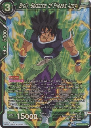 Broly Berserker of Frieza s Army BT14 084 Uncommon Foil UW Series 5 Cross Spirits Foil Singles Broly Berserker of Frieza s Army BT14 084 Uncommon Foil UW Series 5 Cross Spirits Foil Singles