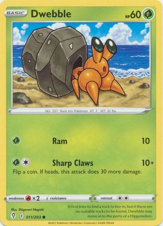 Dwebble 011 203 Common Sword Shield Evolving Skies Singles Dwebble 011 203 Common Sword Shield Evolving Skies Singles