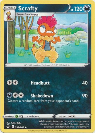 Scrafty 099 203 Uncommon Sword Shield Evolving Skies Singles Scrafty 099 203 Uncommon Sword Shield Evolving Skies Singles