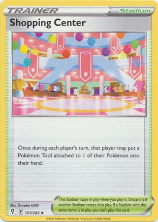 Pokemon Card Reverse Holo Rare Shopping Center 157/203 Evolving Skies