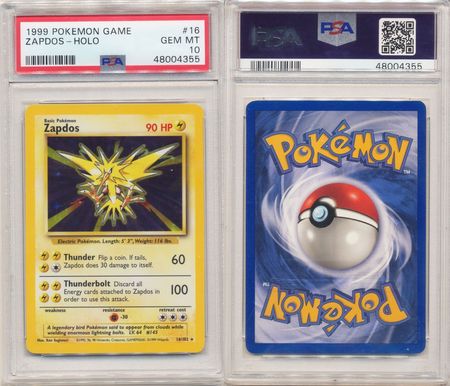 Zapdos 16 102 PSA GEM MT 10 Holo Rare Unlimited Base Set 4355 Base Set Unlimited Singles Zapdos 16 102 PSA GEM MT 10 Holo Rare Unlimited Base Set 4355 Base Set Unlimited Singles