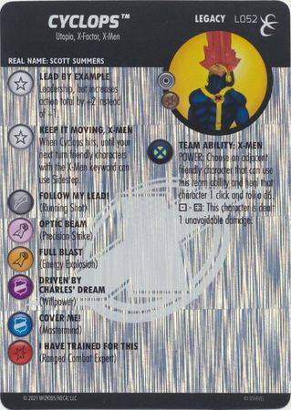 Cyclops L052 Marvel Heroclix X Men Rise and Fall Legacy Card Cyclops L052 Marvel Heroclix X Men Rise and Fall Legacy Card