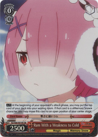 Ram With a Weakness to Cold RZ S68 E019S Secret Rare SR Weiss Schwarz Re ZERO Memory Snow Ram With a Weakness to Cold RZ S68 E019S Secret Rare SR Weiss Schwarz Re ZERO Memory Snow