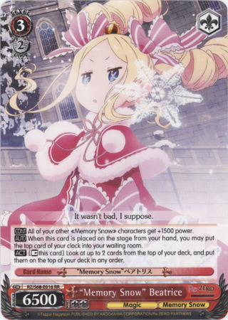 Memory Snow Beatrice RZ S68 E016 Double Rare RR Weiss Schwarz Re ZERO Memory Snow Memory Snow Beatrice RZ S68 E016 Double Rare RR Weiss Schwarz Re ZERO Memory Snow