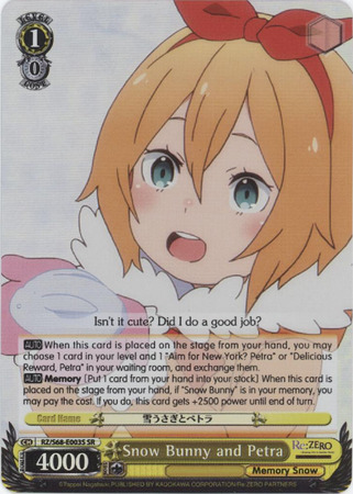 Snow Bunny and Petra RZ S68 E003S Secret Rare SR Weiss Schwarz Re ZERO Memory Snow Snow Bunny and Petra RZ S68 E003S Secret Rare SR Weiss Schwarz Re ZERO Memory Snow