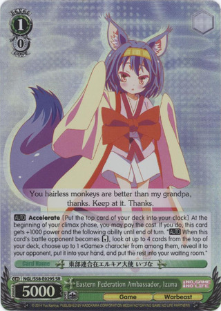 Eastern Federation Ambassador Izuna NGL S58 E029S Secret Rare SR Weiss Schwarz No Game No Life Eastern Federation Ambassador Izuna NGL S58 E029S Secret Rare SR Weiss Schwarz No Game No Life