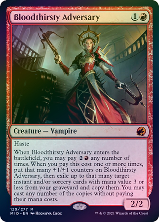 Bloodthirsty Adversary 129 277 Foil Innistrad Midnight Hunt Foil Singles Bloodthirsty Adversary 129 277 Foil Innistrad Midnight Hunt Foil Singles