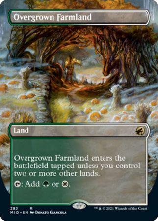 Overgrown Farmland 283 Alternate Art Borderless Innistrad Midnight Hunt Collector Booster Singles Overgrown Farmland 283 Alternate Art Borderless Innistrad Midnight Hunt Collector Booster Singles