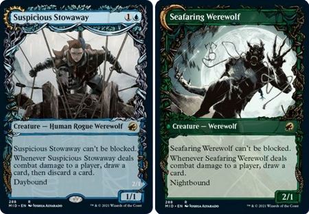 Suspicious Stowaway Seafaring Werewolf 288 Showcase Equinox Innistrad Midnight Hunt Collector Booster Singles Suspicious Stowaway Seafaring Werewolf 288 Showcase Equinox Innistrad Midnight Hunt Collector Booster Singles