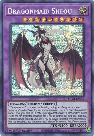 Dragonmaid Sheou MP21 EN065 Prismatic Secret Rare 1st Edition 2021 Mega Tin Ancient Battles 1st Edition Singles Dragonmaid Sheou MP21 EN065 Prismatic Secret Rare 1st Edition 2021 Mega Tin Ancient Battles 1st Edition Singles