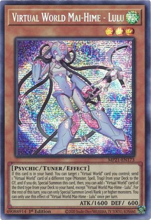 Virtual World Mai Hime Lulu MP21 EN173 Prismatic Secret Rare 1st Edition 2021 Mega Tin Ancient Battles 1st Edition Singles Virtual World Mai Hime Lulu MP21 EN173 Prismatic Secret Rare 1st Edition 2021 Mega Tin Ancient Battles 1st Edition Singles