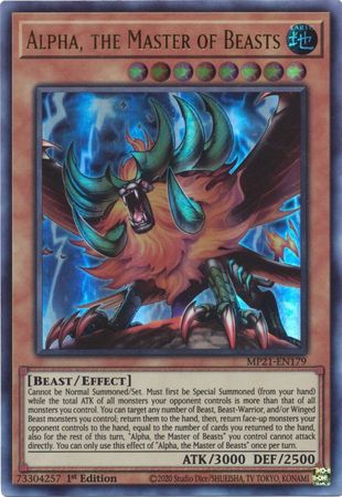 Alpha the Master of Beasts MP21 EN179 Ultra Rare 1st Edition Alpha the Master of Beasts MP21 EN179 Ultra Rare 1st Edition