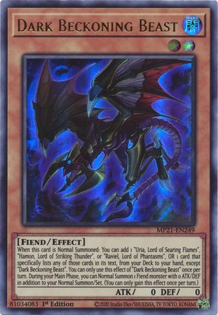 Dark Beckoning Beast MP21 EN249 Ultra Rare 1st Edition 2021 Mega Tin Ancient Battles 1st Edition Singles Dark Beckoning Beast MP21 EN249 Ultra Rare 1st Edition 2021 Mega Tin Ancient Battles 1st Edition Singles