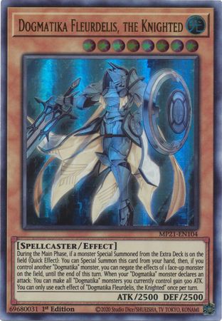 Dogmatika Fleurdelis the Knighted MP21 EN104 Ultra Rare 1st Edition 2021 Mega Tin Ancient Battles 1st Edition Singles Dogmatika Fleurdelis the Knighted MP21 EN104 Ultra Rare 1st Edition 2021 Mega Tin Ancient Battles 1st Edition Singles