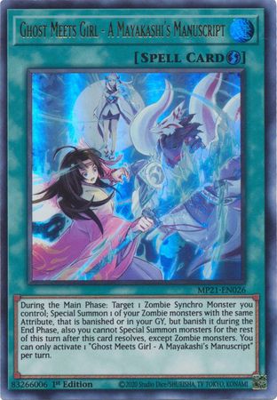 Ghost Meets Girl A Mayakashi s Manuscript MP21 EN026 Ultra Rare 1st Edition 2021 Mega Tin Ancient Battles 1st Edition Singles Ghost Meets Girl A Mayakashi s Manuscript MP21 EN026 Ultra Rare 1st Edition 2021 Mega Tin Ancient Battles 1st Edition Singles
