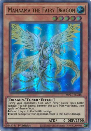 Mahaama the Fairy Dragon MP21 EN218 Ultra Rare 1st Edition 2021 Mega Tin Ancient Battles 1st Edition Singles Mahaama the Fairy Dragon MP21 EN218 Ultra Rare 1st Edition 2021 Mega Tin Ancient Battles 1st Edition Singles