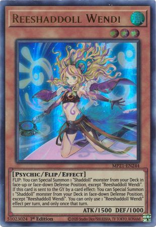 Reeshaddoll Wendi MP21 EN244 Ultra Rare 1st Edition 2021 Mega Tin Ancient Battles 1st Edition Singles Reeshaddoll Wendi MP21 EN244 Ultra Rare 1st Edition 2021 Mega Tin Ancient Battles 1st Edition Singles