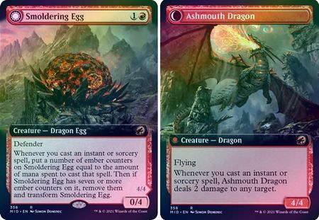 Smoldering Egg Ashmouth Dragon 358 Extended Art Foil Innistrad Midnight Hunt Collector Booster Foil Singles Smoldering Egg Ashmouth Dragon 358 Extended Art Foil Innistrad Midnight Hunt Collector Booster Foil Singles