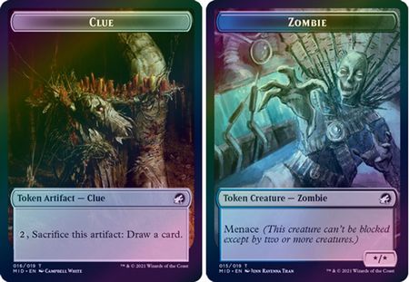 Clue 016 Zombie 015 Foil Token Innistrad Midnight Hunt Foil Singles Clue 016 Zombie 015 Foil Token Innistrad Midnight Hunt Foil Singles