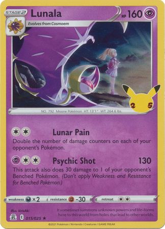 Lunala - 015/025 - Holo Rare - Pokemon Singles » Celebrations (25th  Anniversary Set) - Collector's Cache