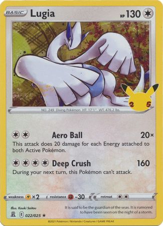 Carta do 25º Aniversário de Holo Pikachu em segunda mão durante 22