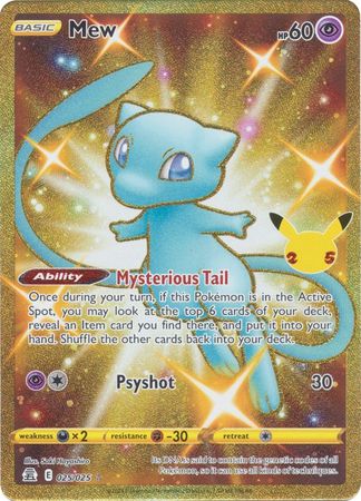 Mew 25/25 SWSH Celebrations Holo Gold Secret Rare Pokemon Card NEAR MINT TCG