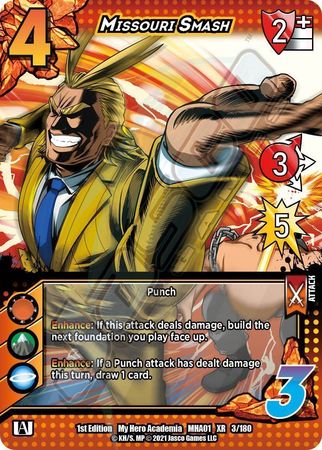 Missouri Smash MHA01 3 180 XR Extra Rare 1st Edition My Hero Academia Extra Rare Singles Missouri Smash MHA01 3 180 XR Extra Rare 1st Edition My Hero Academia Extra Rare Singles