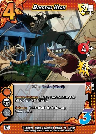 Binding Kick MHA01 32 180 XR Extra Rare 1st Edition Binding Kick MHA01 32 180 XR Extra Rare 1st Edition