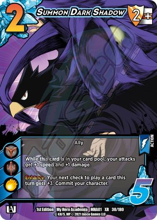 Summon Dark Shadow MHA01 38 180 XR Extra Rare 1st Edition My Hero Academia Extra Rare Singles Summon Dark Shadow MHA01 38 180 XR Extra Rare 1st Edition My Hero Academia Extra Rare Singles