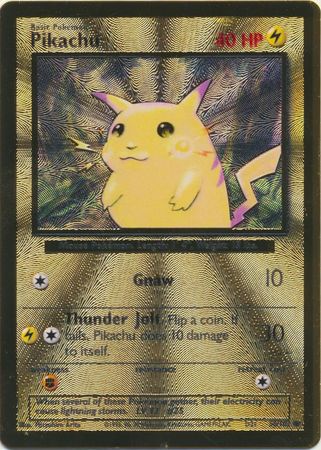 GOLD Pikachu Illustrator Unnumbered Promotional Card metal collector's  Replica