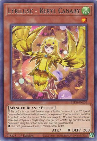 Lyrilusc Beryl Canary LED8 EN035 Rare 1st Edition Legendary Duelists Synchro Storm 1st Edition Singles Lyrilusc Beryl Canary LED8 EN035 Rare 1st Edition Legendary Duelists Synchro Storm 1st Edition Singles