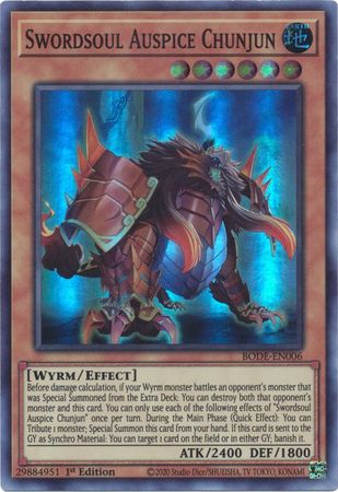 Swordsoul Auspice Chunjun BODE EN006 Super Rare 1st Edition Swordsoul Auspice Chunjun BODE EN006 Super Rare 1st Edition