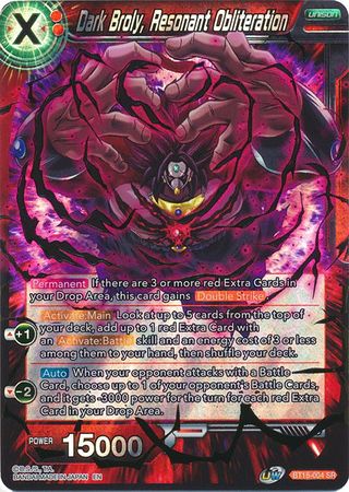 Dark Broly Resonant Obliteration BT15 004 Super Rare UW Series 6 Saiyan Showdown Singles Dark Broly Resonant Obliteration BT15 004 Super Rare UW Series 6 Saiyan Showdown Singles