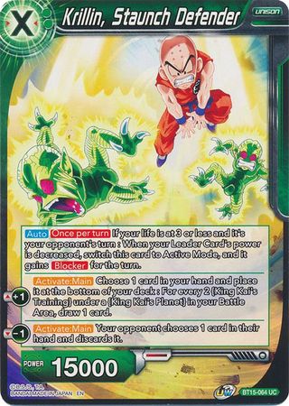 Krillin Staunch Defender BT15 064 Uncommon UW Series 6 Saiyan Showdown Singles Krillin Staunch Defender BT15 064 Uncommon UW Series 6 Saiyan Showdown Singles