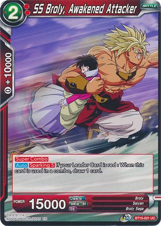 SS Broly Awakened Attacker BT15 021 Uncommon SS Broly Awakened Attacker BT15 021 Uncommon