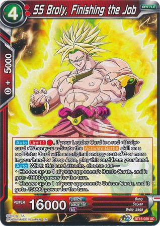 SS Broly Finishing the Job BT15 020 Uncommon UW Series 6 Saiyan Showdown Singles SS Broly Finishing the Job BT15 020 Uncommon UW Series 6 Saiyan Showdown Singles