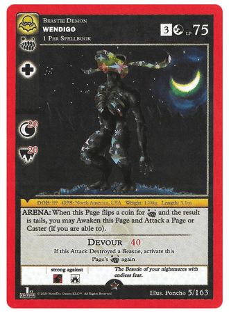 Wendigo 5 163 Reverse Holo Gold 1st Edition Wendigo 5 163 Reverse Holo Gold 1st Edition