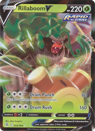 Rillaboom V 022 264 Ultra Rare Sword Shield Fusion Strike Singles Rillaboom V 022 264 Ultra Rare Sword Shield Fusion Strike Singles