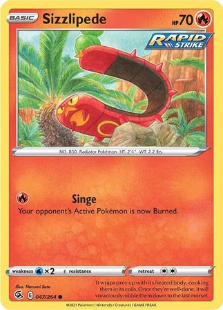 Sizzlipede 047 264 Common Sword Shield Fusion Strike Singles Sizzlipede 047 264 Common Sword Shield Fusion Strike Singles