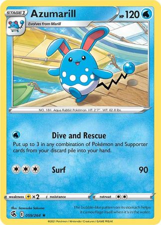 Azumarill 059 264 Rare Sword Shield Fusion Strike Singles Azumarill 059 264 Rare Sword Shield Fusion Strike Singles