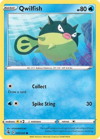 Qwilfish 060 264 Common Sword Shield Fusion Strike Singles Qwilfish 060 264 Common Sword Shield Fusion Strike Singles