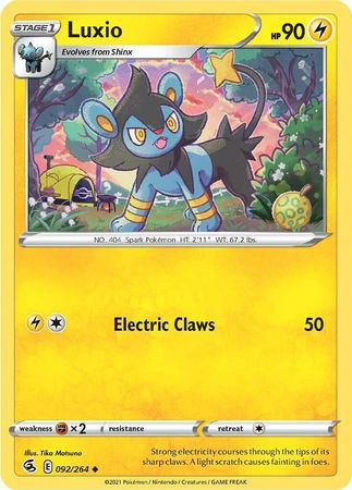 Luxio 092 264 Uncommon Sword Shield Fusion Strike Singles Luxio 092 264 Uncommon Sword Shield Fusion Strike Singles