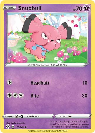 Snubbull 115 264 Common Sword Shield Fusion Strike Singles Snubbull 115 264 Common Sword Shield Fusion Strike Singles