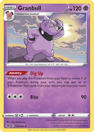 Granbull 116 264 Rare Sword Shield Fusion Strike Singles Granbull 116 264 Rare Sword Shield Fusion Strike Singles