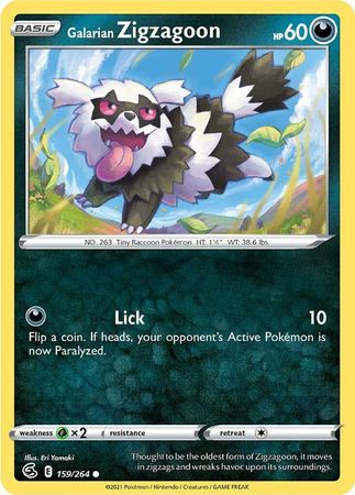Galarian Zigzagoon 159 264 Common Sword Shield Fusion Strike Singles Galarian Zigzagoon 159 264 Common Sword Shield Fusion Strike Singles