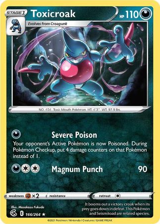 Toxicroak 166 264 Rare Sword Shield Fusion Strike Singles Toxicroak 166 264 Rare Sword Shield Fusion Strike Singles